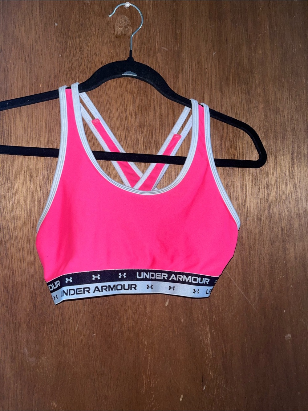 Under armour  Hot Pink Sports Bra with White Trim